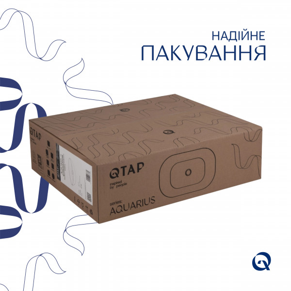 Раковина для ванной Комплект Qtap Aquarius: Раковина накладная прямоугольная 470x380x120 мм White + Донный клапан PU02