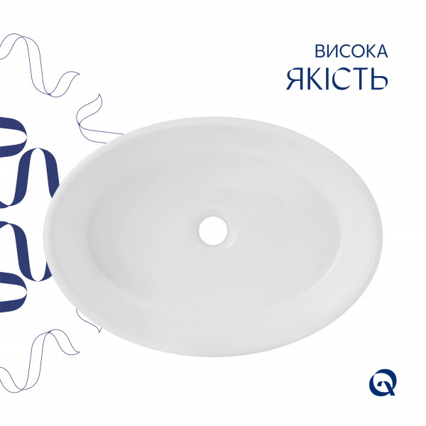Раковина для ванной Комплект Qtap Kolibri: Раковина накладная овальная 500x360x140 мм White + Донный клапан PU02