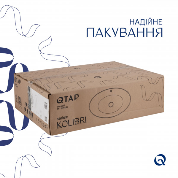 Раковина для ванной Комплект Qtap Kolibri: Раковина накладная овальная 500x360x140 мм White + Донный клапан PU02