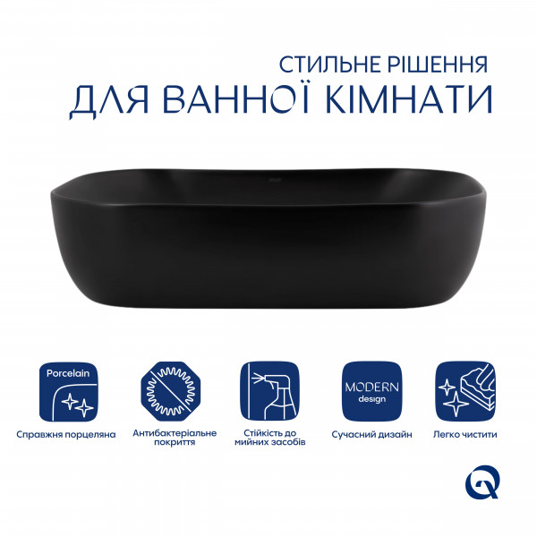 Раковина для ванной Раковина-чаша Qtap Robin 600x390x150 Matt black QT132143PMBMBN