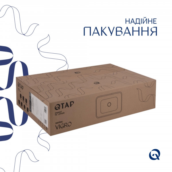 Раковина для ванной Комплект Qtap Virgo N: Раковина накладная 560x380x130 мм, White, прямоугольная + Донный клапан Pop-up PU02