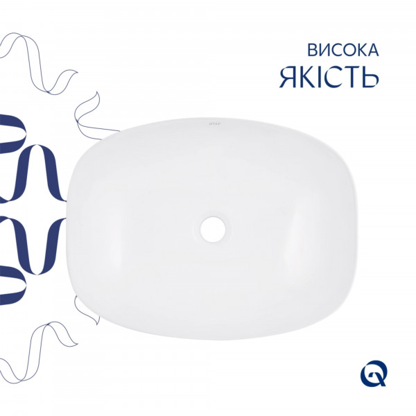 Раковина для ванной Комплект Qtap Cardinal: Раковина накладная 600x380x140 мм, White, овальная + Донный клапан Pop-up PU02