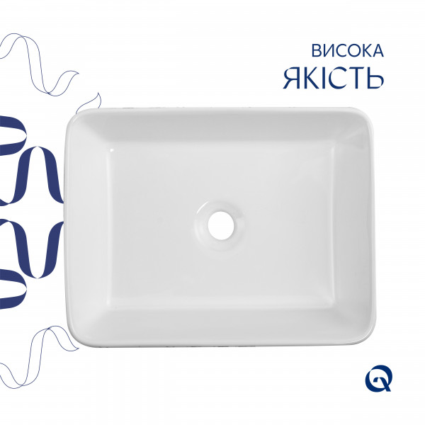 Раковина для ванной Раковина накладная Qtap Tern 480x370x135 мм, Marble, прямоугольная, с донным клапаном QT17116069MR