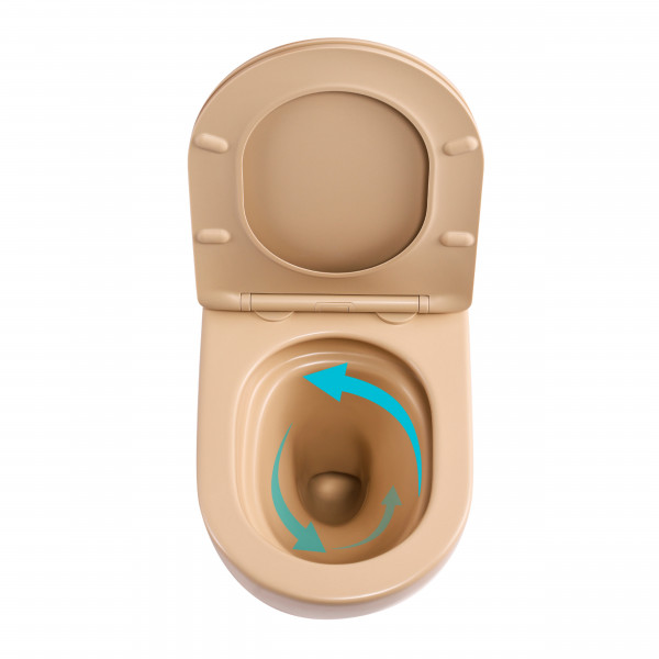 Унитаз подвесной Qtap Robin Ultra Quiet 520×365×340 мм, Beige, с сиденьем Slim Duroplast / Soft-close / Quick Release QTROB26SB48997