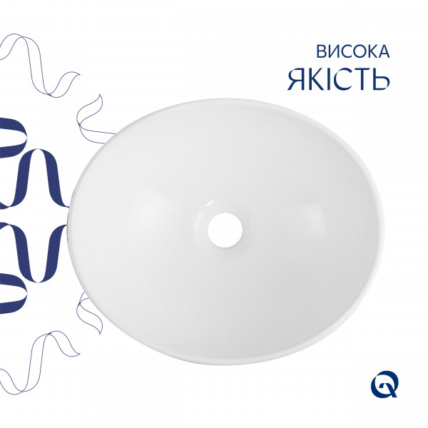 Раковина для ванной Раковина накладная Qtap Dove 415x340x140 мм, Marble, овальная, с донным клапаном QTDOV188SB49785