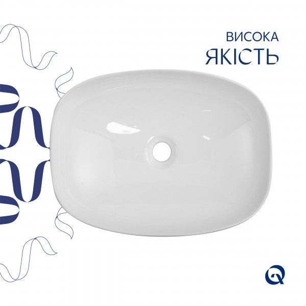 Раковина для ванной Раковина накладная Qtap Cardinal 500х380х140 мм, Marble, прямоугольная, с донным клапаном QTCAR188MR49826