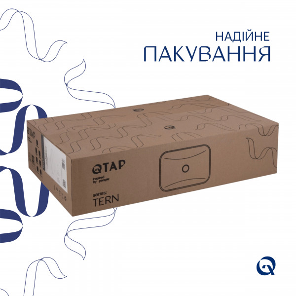 Раковина для ванной Раковина накладная Qtap Tern 610x350x135 мм, Beige, прямоугольная, с донным клапаном QTTER188SB49790