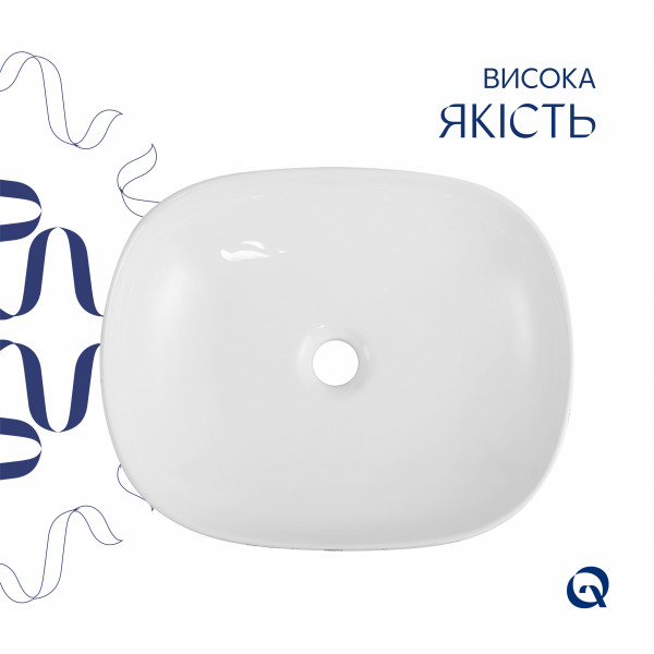 Раковина для ванной Раковина накладная Qtap Aquarius 470x380x120 мм, Marble, прямоугольная, с донным клапаном QTAQA188MR49782