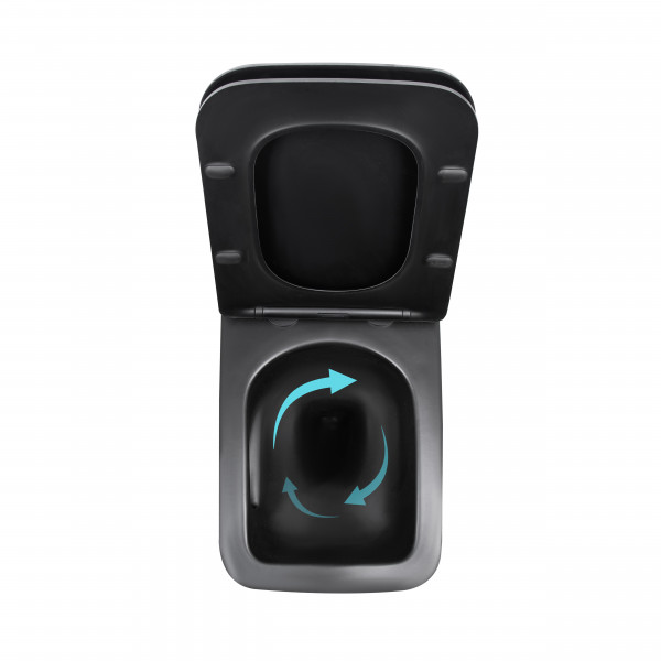 Унитаз подвесной Qtap Gemini Ultra Quiet 485×340×350 мм, Matt Black, с сиденьем Slim Duroplast / Soft-close / Quick Release QTGEM28BLM50505