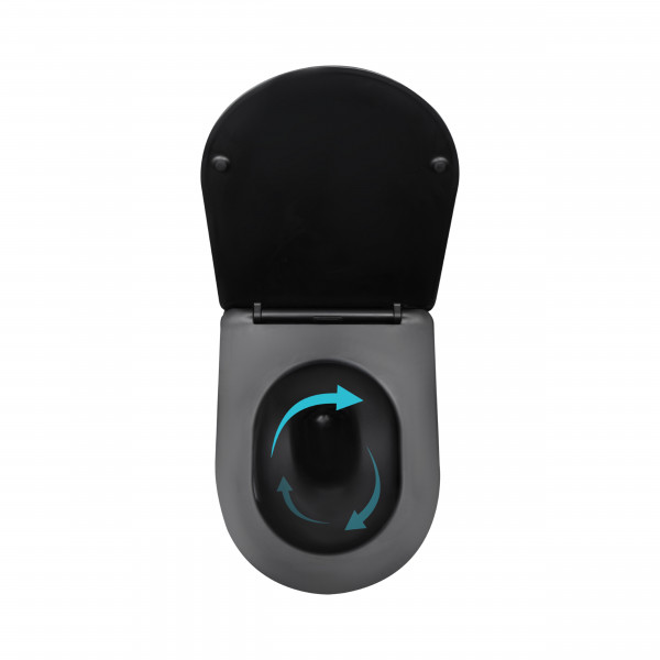 Унитаз подвесной Qtap Taurus Ultra Quiet 515×360×350 мм, Matt Black, с сиденьем Slim Duroplast / Soft-close / Quick Release QTTAU28BLM50504