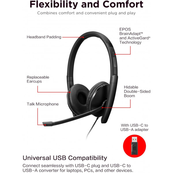 Наушники Lenovo Wired ANC Headset Gen 2 (Teams) (4XD1M45627)