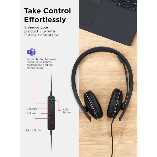 Наушники Lenovo Wired ANC Headset Gen 2 (Teams) (4XD1M45627)