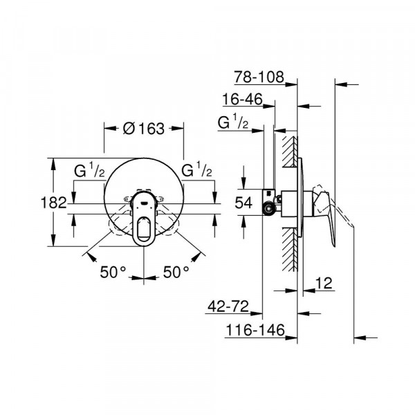 Смеситель скрытого монтажа для душа Grohe Bauloop 29080000