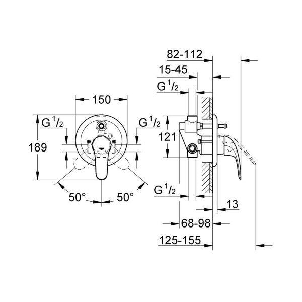 Смеситель скрытого монтажа для ванны Grohe Euroeco 32747000