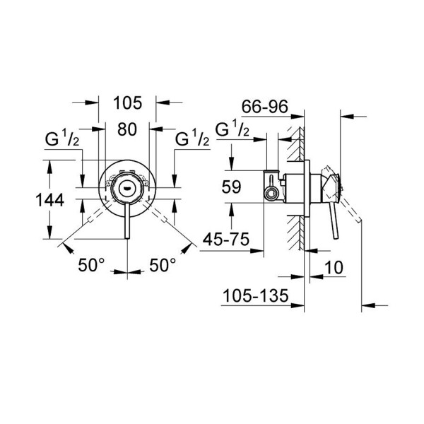 Смеситель скрытого монтажа для душа Grohe BauClassic 29048000