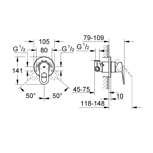 Смеситель скрытого монтажа для душа Grohe BauLoop 29042000