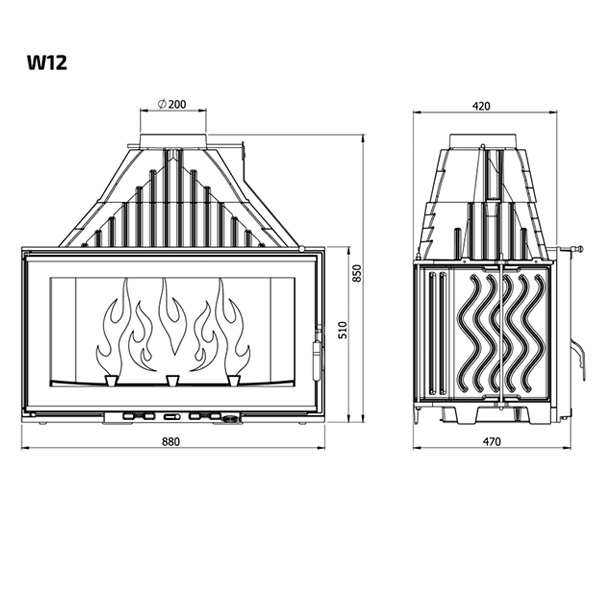 Камінна топка Kaw-met W12-19,4 kW