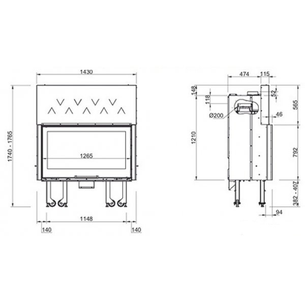 Камінна топка La Nordica MONOBLOCCO 1300H 800 PIANO