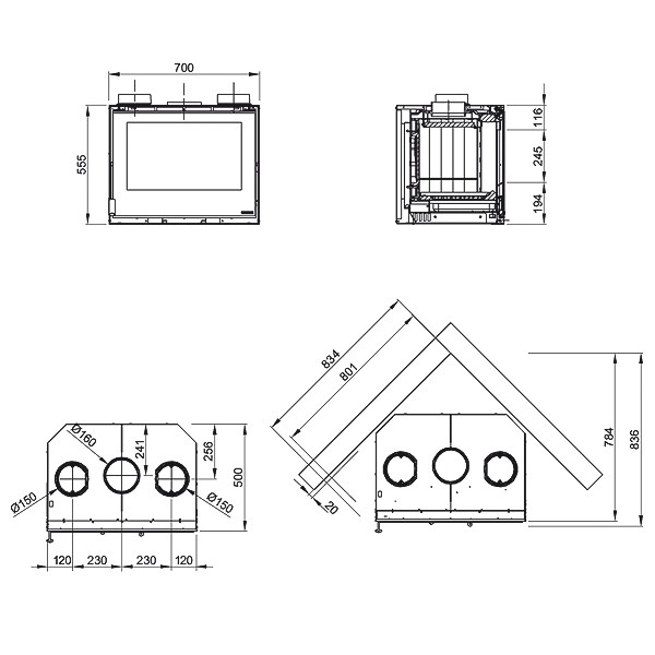 Камінна топка La Nordica INSERTO 70 VENTILATO CRYSTAL