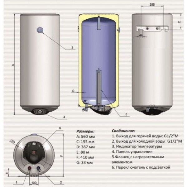 Бойлер Eldom Eureka 30 SLIM 2x0.8 kW  WV03039D