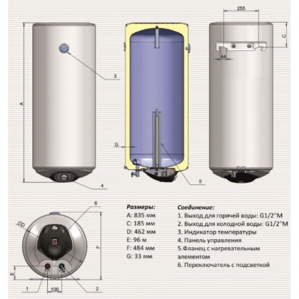 Бойлер Eldom Eureka 80  2x1.0 kW  WV08046D