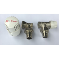 Комплект термоголовка + краны угл. 1/2"