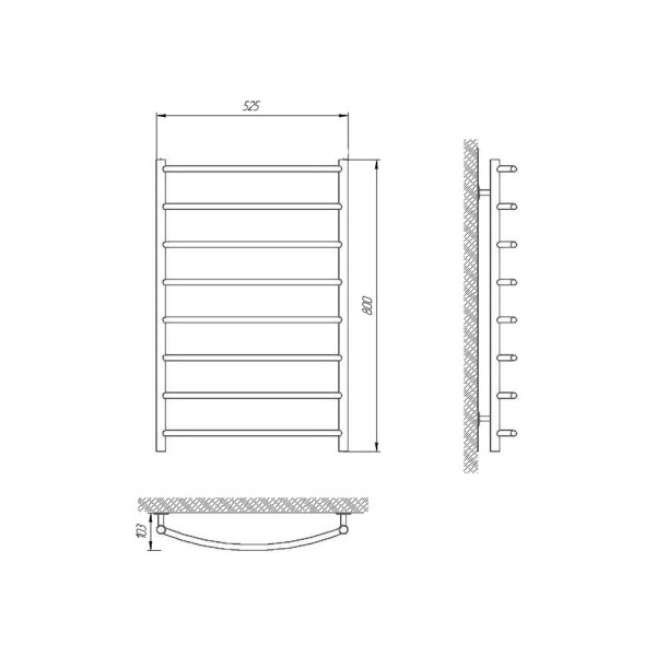 Сушка для рушників Laris Класик П8 500 х 800 б/в 1/2" мц 700