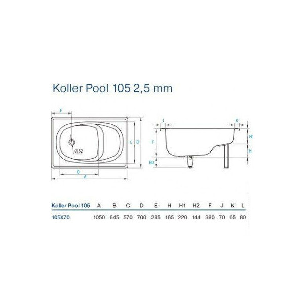 Ванна Koller Pool 105х70E із сидінням