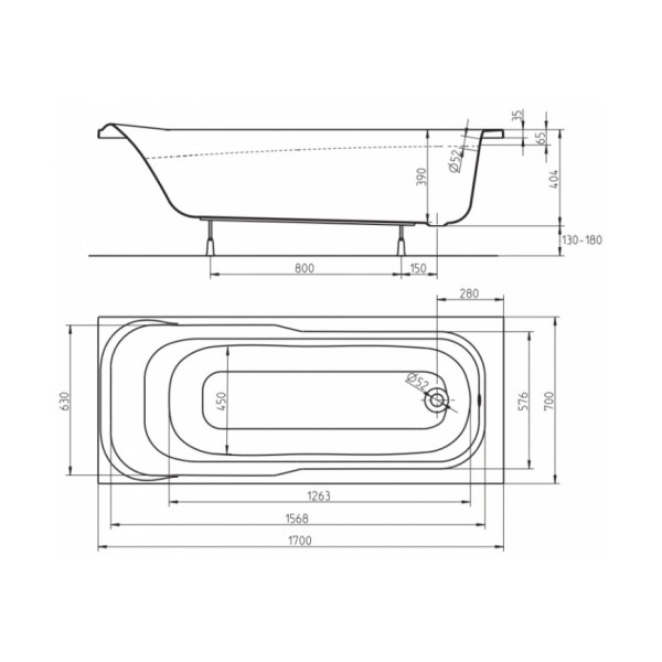Ванна Kolo Sensa XWP357000N 170х70 (без ніжок)