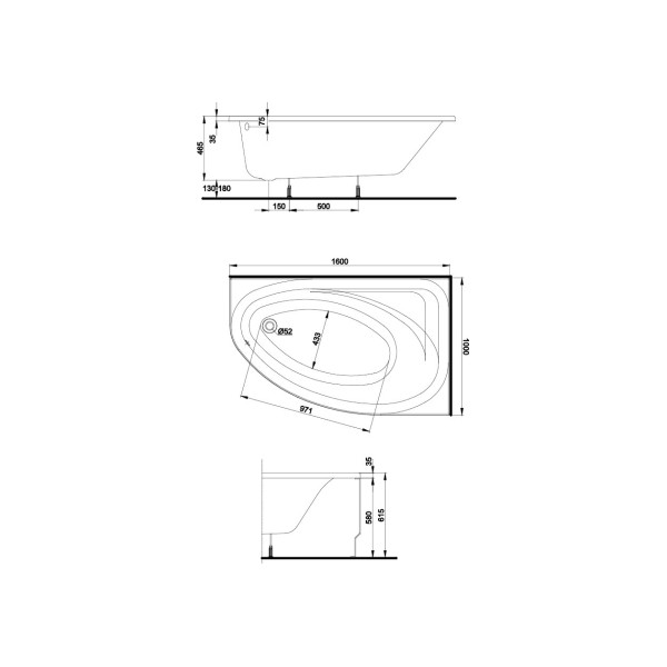 Ванна Kolo Spring L XWA306100G 160x100 + Сифон