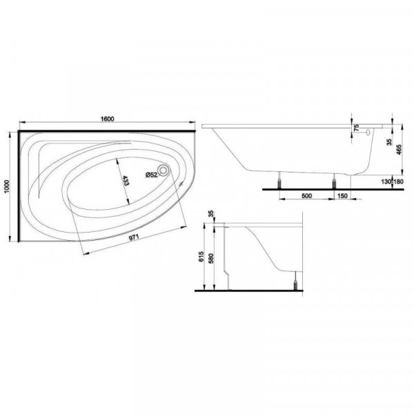 Ванна Kolo Spring L XWA306100G 160x100 + Сифон