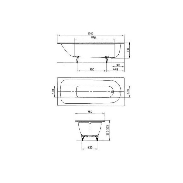 Ванна Kaldewei Saniform Plus 170х75 mod 373-1