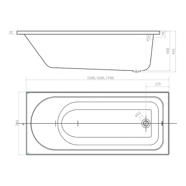 Ванна Colombo SWP125000N Акцент 150x70