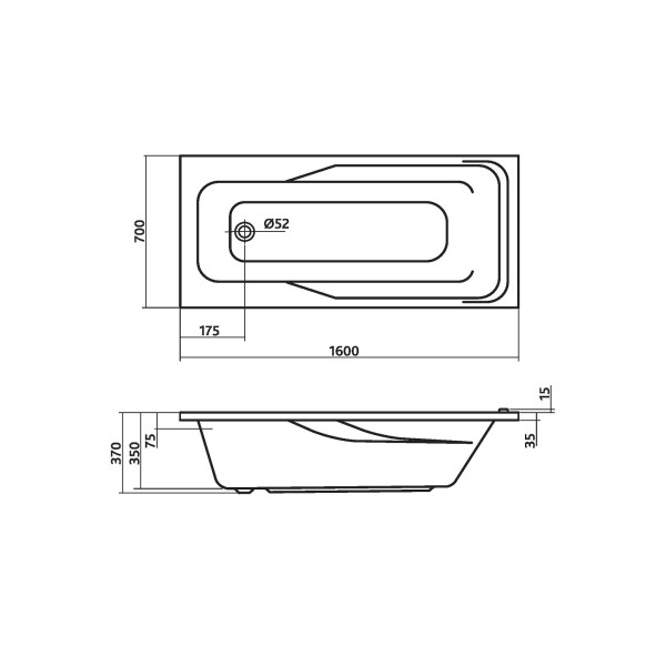 Ванна Colombo SWP1560000 Вектор 160x70