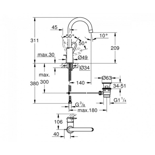 Змішувач для кухні Grohe BauLoop 23763000