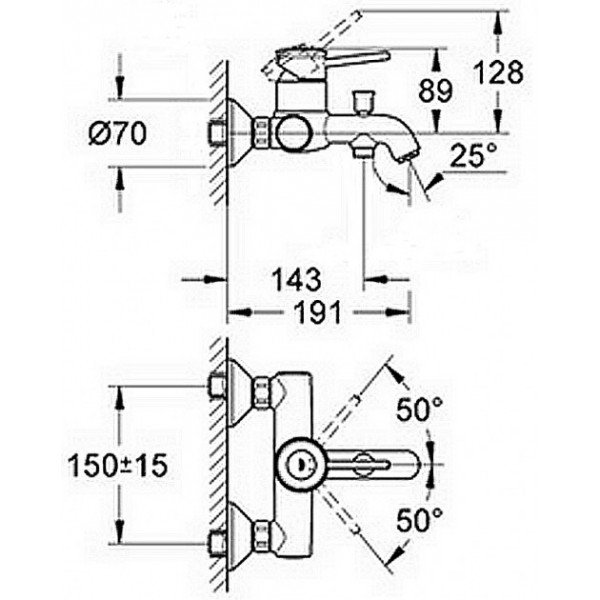 Змішувач для ванни Grohe BauClassic 32865000