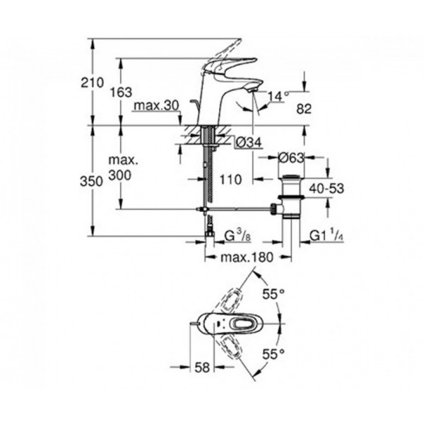 Змішувач для умивальника Grohe Eurostyle New 33558003