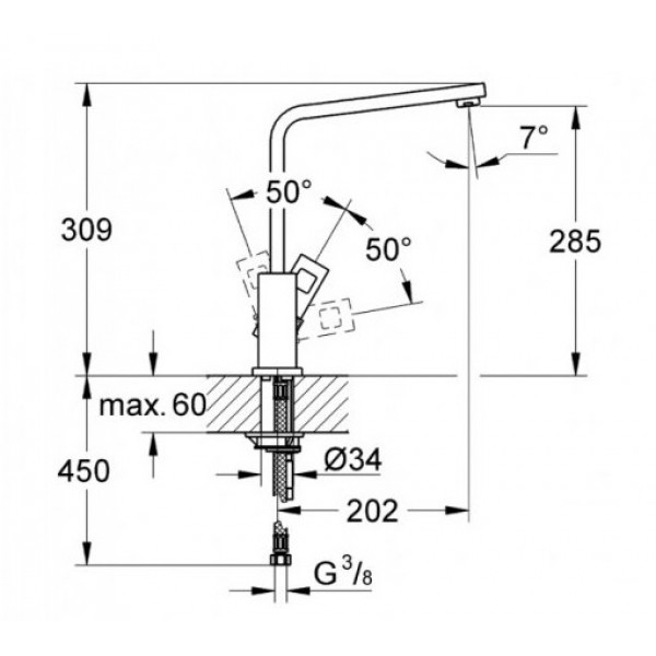 Змішувач для кухні Grohe Eurocube 31255000