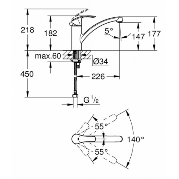 Змішувач для кухні Grohe Eurosmart 32534002