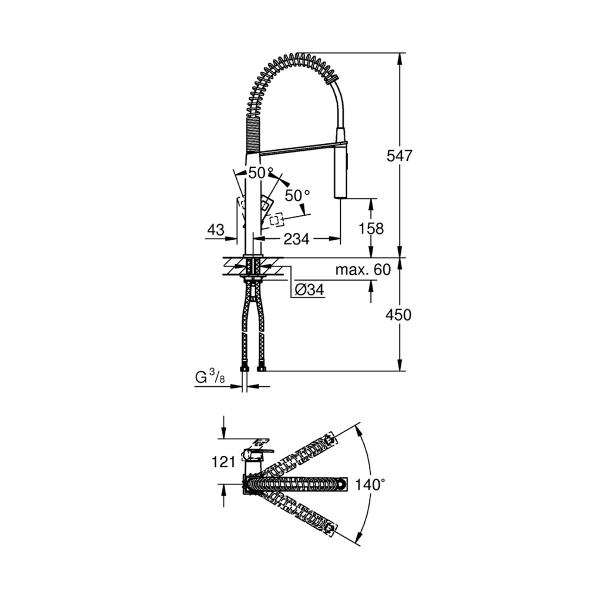 Змішувач для кухні Grohe Eurocube 31395000
