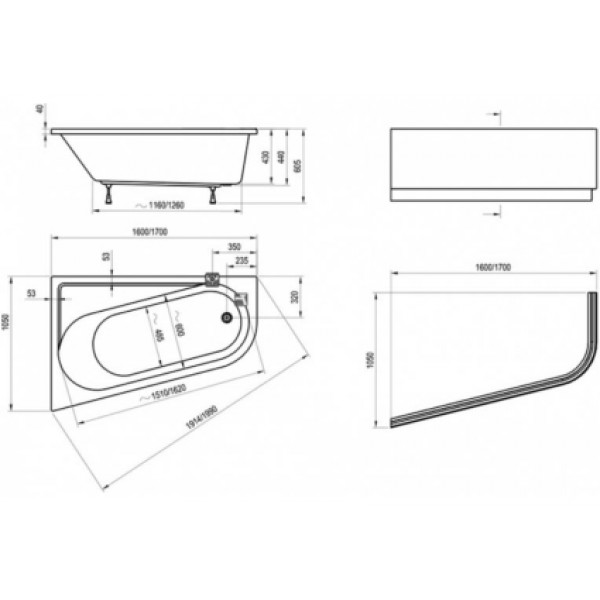 Ванна Ravak CHROME 170x105 L (CA31000000)