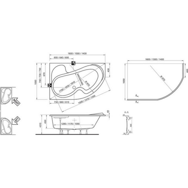 Ванна Ravak ROSA R 140х105 (CV01000000)