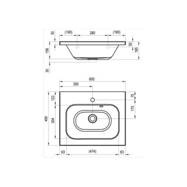 Раковина для ванної Ravak CHROME 600 Білий з отвором (XJG01160000)