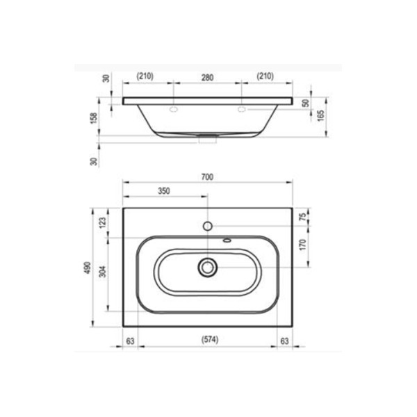 Раковина для ванної Ravak CHROME 700 Білий з отвором (XJG01170000)