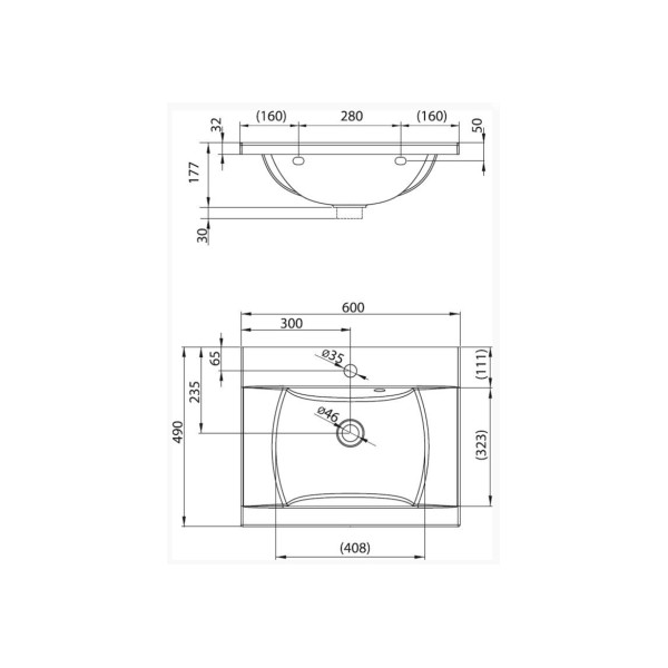 Раковина для ванної Ravak CLASSIC  600 (XJD01160000)