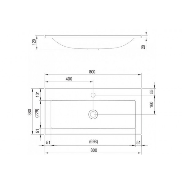 Раковина для ванної Ravak CLEAR 800  (XJJ01180000)