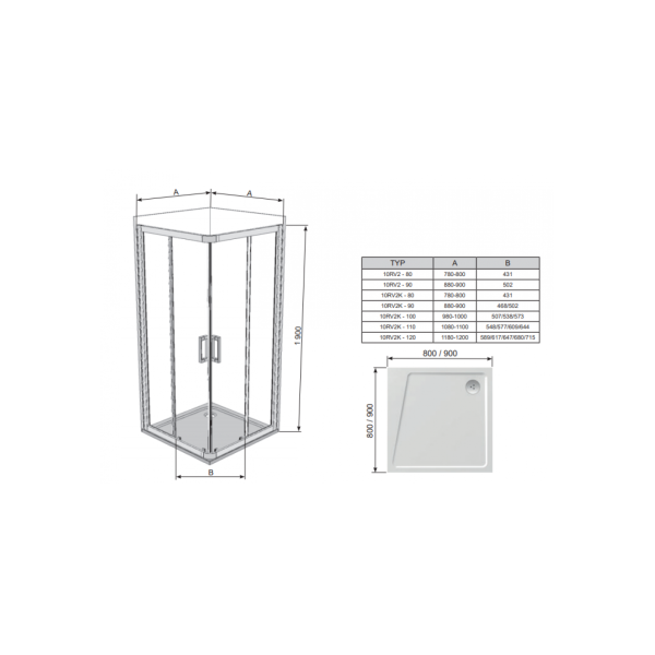 Душова кабіна Ravak 10RV2K-120 Білий TRANSPARENT (1ZJG0100Z1)