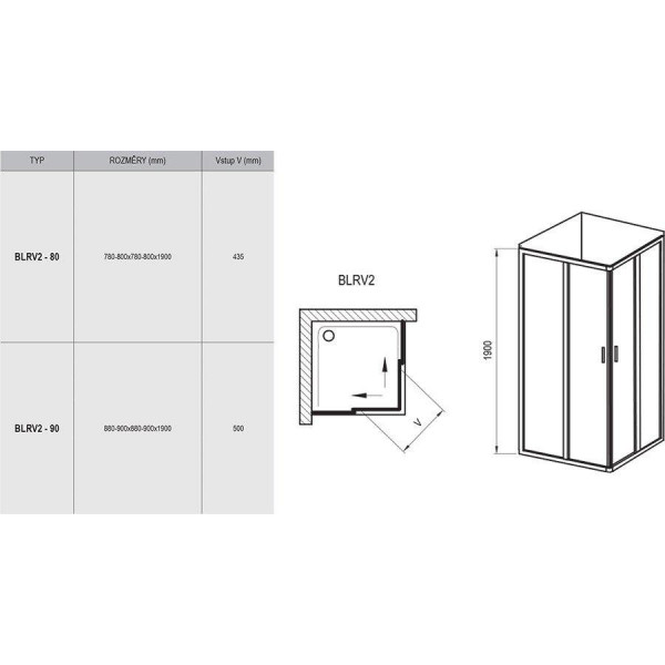 Душова кабіна Ravak BLRV2-80 Білий TRANSPARENT (1LV40100Z1)