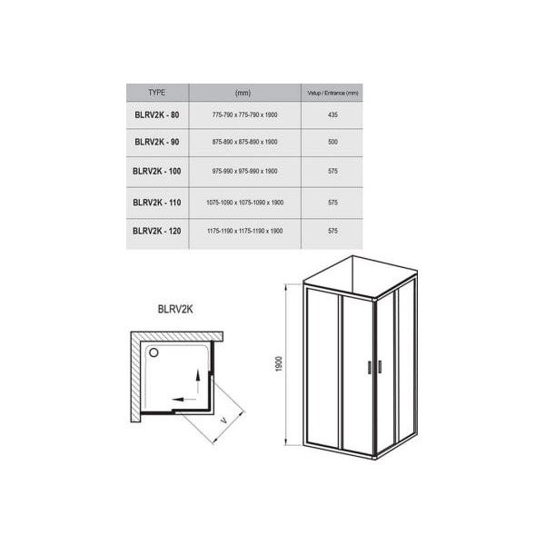 Душова кабіна Ravak BLRV2-80 Полірований алюміній TRANSPARENT (1LV40C00Z1)