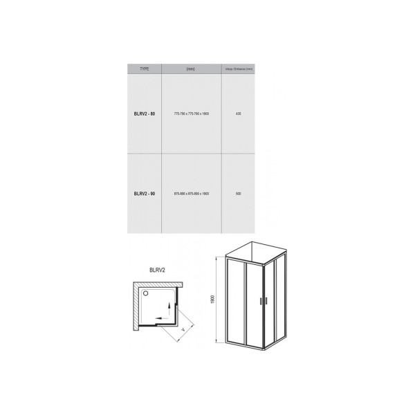 Душова кабіна Ravak BLRV2-90 Білий TRANSPARENT (1LV70100Z1)